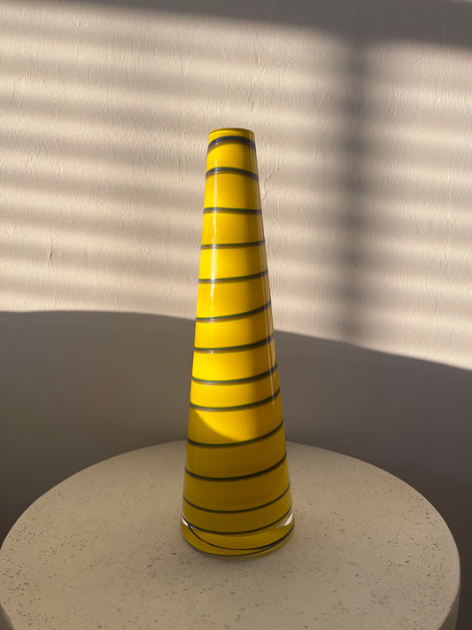 Striped Yellow Glass Vase